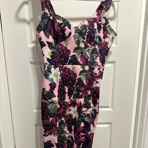 Zara Pink and Black Floral Midi Dress